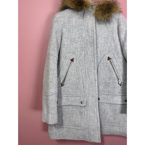 NEW J.Crew Italian Stadium Wool Blend Parka With Hood by Nello Gori Size 0 - Picture 3 of 6